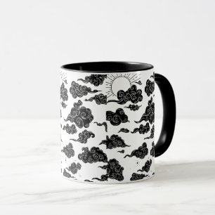 Caneca Estética de Padrão de Nuvem Japonesa