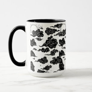 Caneca Estética de Padrão de Nuvem Japonesa