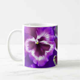Caneca estilizado roxa da arte da flor dos Pansies