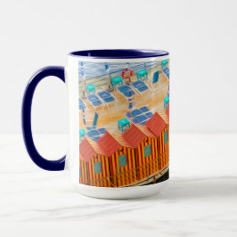 Caneca Estilo alaranjado e azul chique da praia das