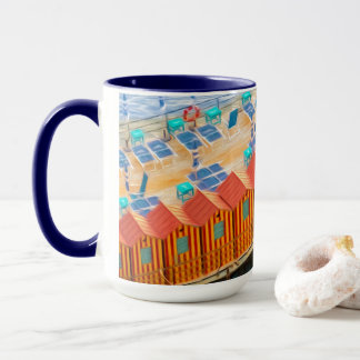 Caneca Estilo alaranjado e azul chique da praia das