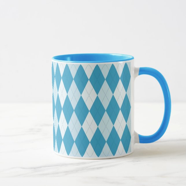 Caneca Estilo Argyle Azul Peacock Forma Diamante Pequena (Direita)