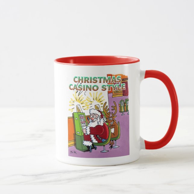 Caneca Estilo Casino de Natal Mão dupla esquerda vermelha (Direita)