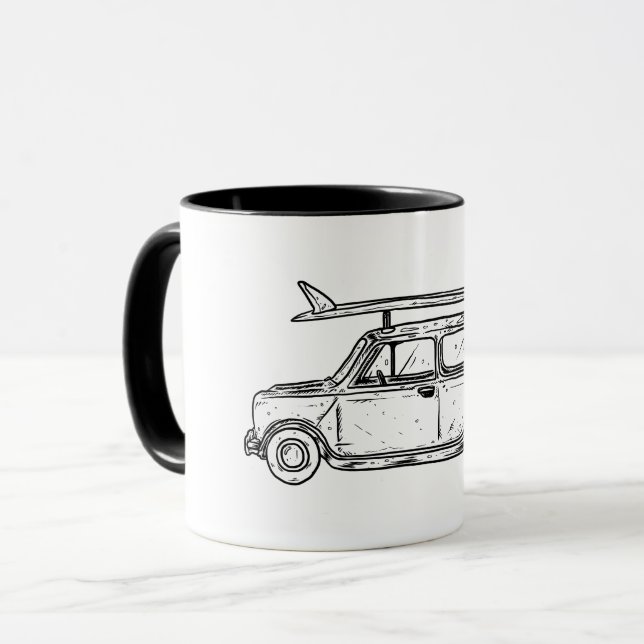 Caneca Estilo clássico Mini Cooper da praia (Frente Esquerda)