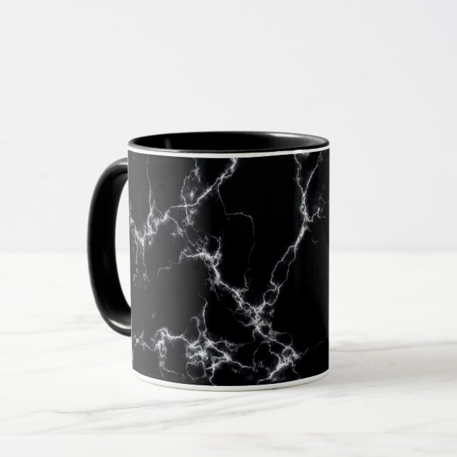 Caneca Estilo de mármore elegante 4 - preto e branco (Frente Esquerda)