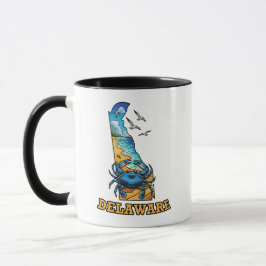Caneca Estilo de Tatuagem de Contorno do Estado Delaware