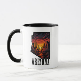 Caneca Estilo de Tatuagem do Estado da arizona Deserto Su