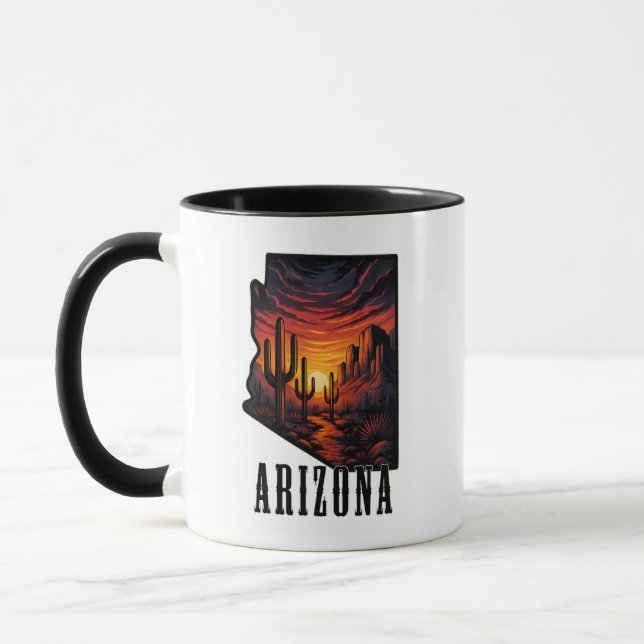 Caneca Estilo de Tatuagem do Estado da arizona Deserto Su (Esquerda)