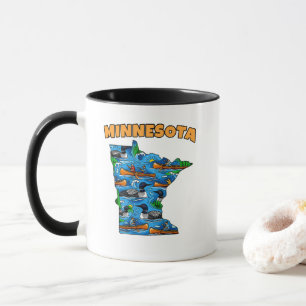 Caneca Estilo de Tatuagem em Contorno de Minnesota