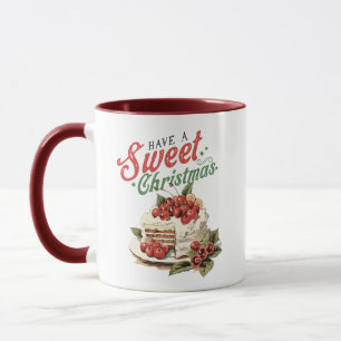Caneca Estilo de Vintage tem um doce bolo de Natal