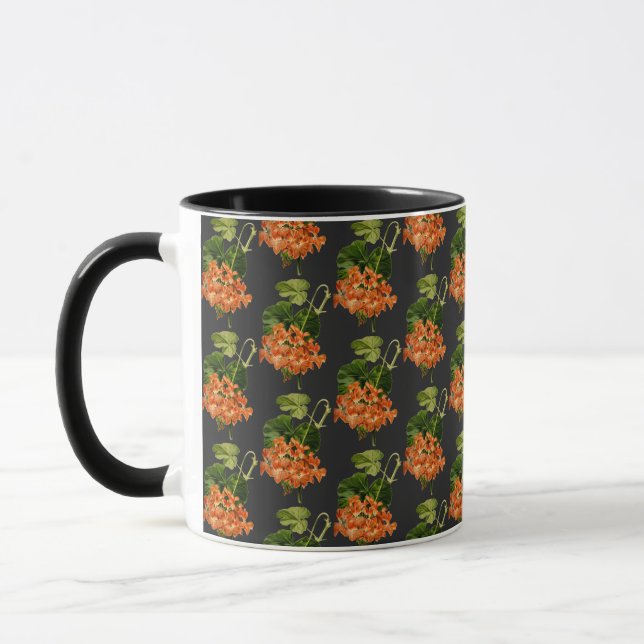 Caneca Estilo Flor Botânico Preto William Morris  (Esquerda)