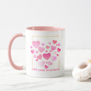 Caneca Estilo Fofo Corações Cor-de-Rosa Dia dos Namorados