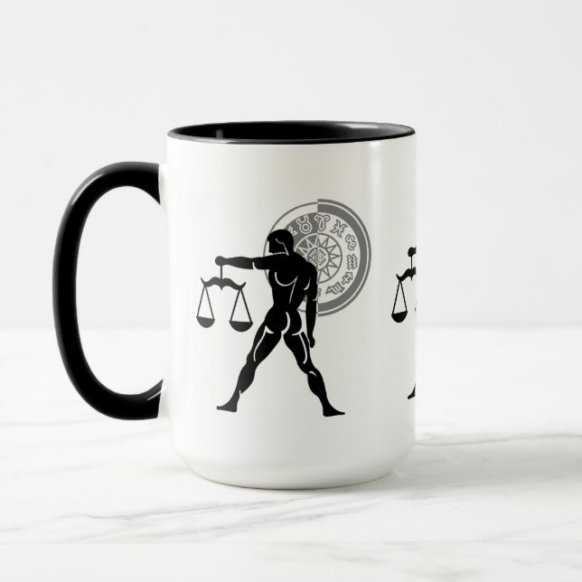 Caneca Estilo grego Libra Escala Zodiac Gráfico (Esquerda)