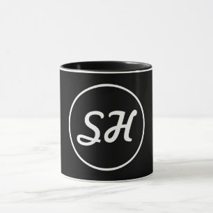 Caneca Estilo Monograma Retro-Moderno Legal Preto e Bra