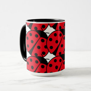 Caneca Estilo preto vermelho Ladybug legante
