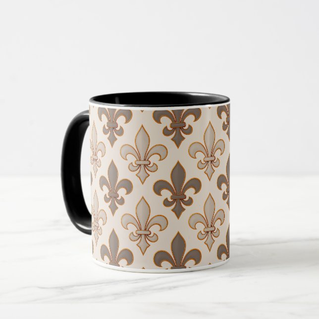 Caneca Estilo Real Fleur-de-lis Terra Neutra (Frente Esquerda)