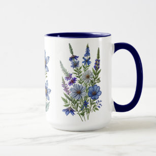 Caneca Estilo Retro café/caneca de chá com flor azul esbo