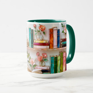 Caneca Estilo Vidro Colorido Prateleira de Livros