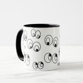 Caneca Estou a ver-te Engraçada Negra e Olhos Brancos