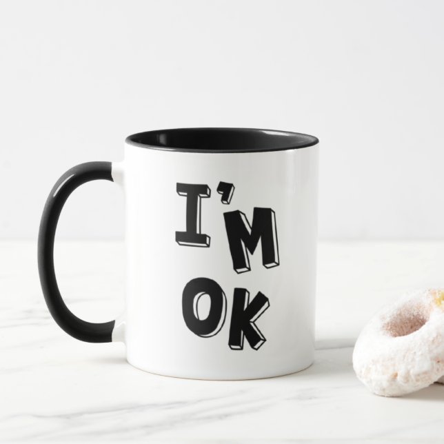 Caneca Estou bem - Tipografia Divertida e Excêntrica (Com Donut)