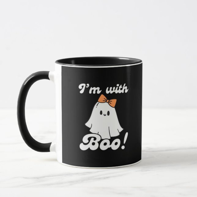 Caneca Estou Com Boo Estilo Retro Engraçado (Esquerda)