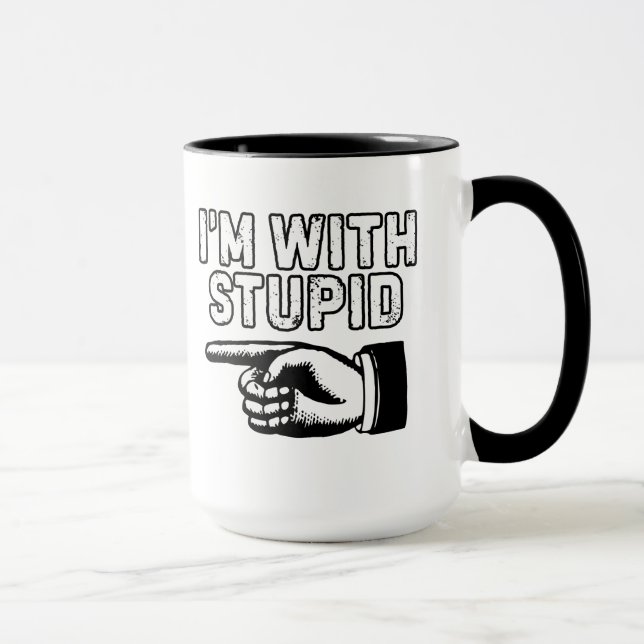 Caneca Estou Com um Idiota Preto e Branco (Direita)