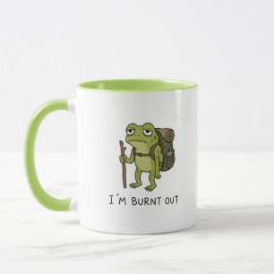 Caneca Estou Exausto Design de Rã Engraçado de Trilha