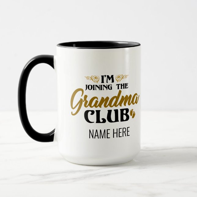 Caneca Estou me juntando à Vovó Club Baby Reveal Personal (Esquerda)