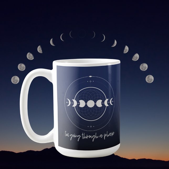 Caneca Estou passando por uma fase (lua) (Moon Phase Mug for the WItchy, Moon Magic, Boho, Free Spirit.)