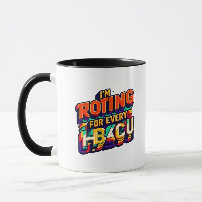 Caneca Estou Raiz Para Cada HBCU - Faculdade Negra Negra  (Esquerda)