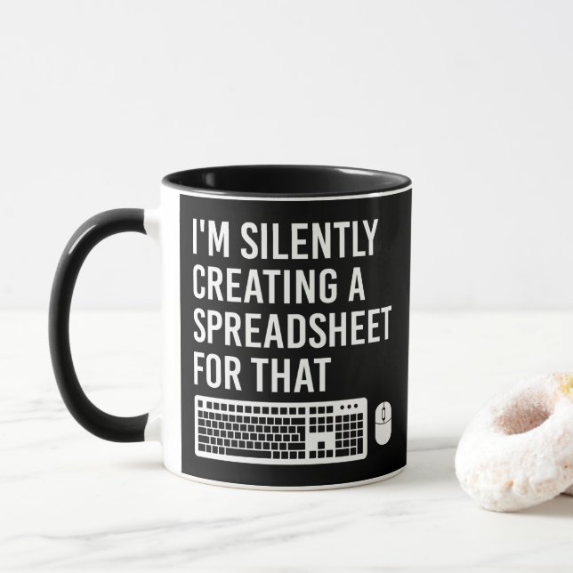 Caneca Estou Silenciosamente Criando Uma Tabela Atuário E (Com Donut)