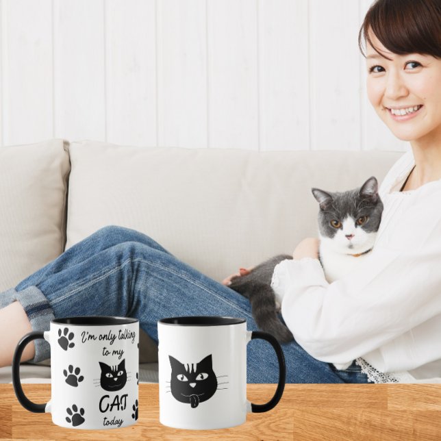 Caneca Estou só falando com o meu gato hoje (Criador carregado)