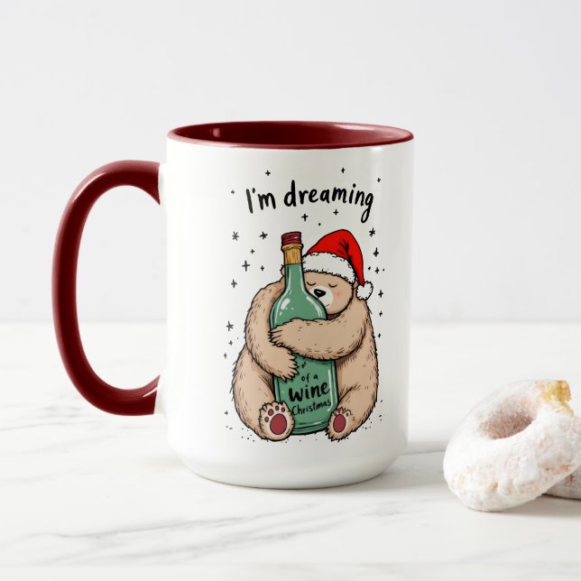 Caneca Estou sonhando com um Natal de vinho (Com Donut)