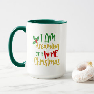 Caneca Estou Sonhando Com Um Natal De Vinho Presente Engr