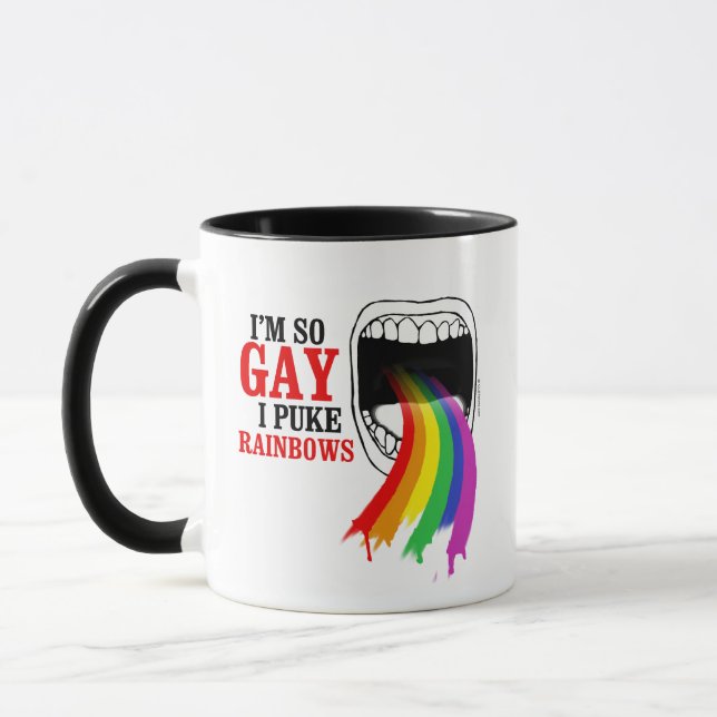 Caneca Estou tão gay, eu vomito Arco-íris (Esquerda)