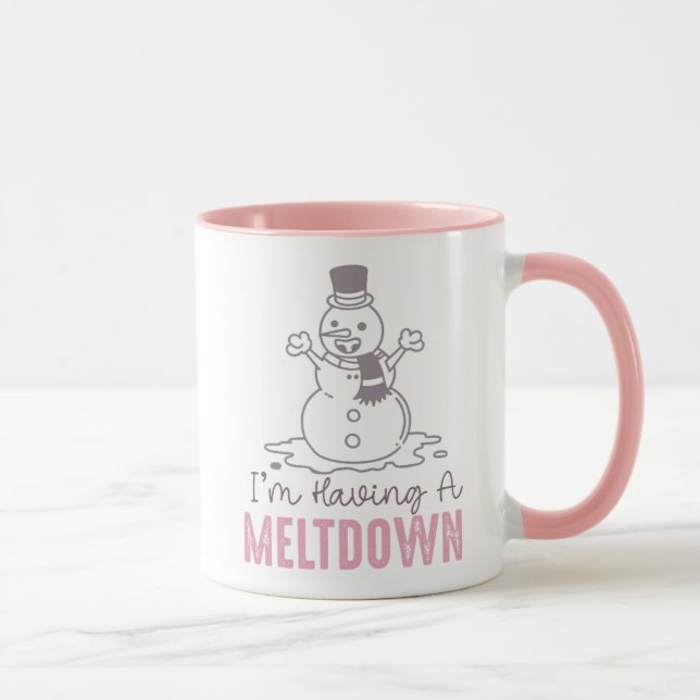 Caneca Estou tendo uma fusão - Design de Snowman engraçad (Direita)