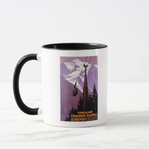 Caneca Estrada de ferro de funicular a Brevent Mt.
