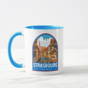 Caneca Estrasburgo França Viagem Art Vintage