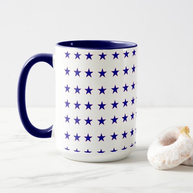 Caneca Estrela Azul Da Bandeira Americana (Com Donut)