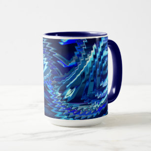 Caneca Estrela azul ondulada com traçados em ziguezague