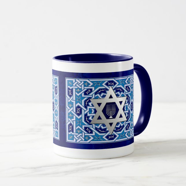 Caneca Estrela de David e Menorah Hanukkah Gift Mugs (Frente Esquerda)