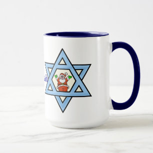 Caneca Estrela de David e Papais noeis Chrismukkah Mug