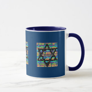 Caneca Estrela de David Mosaic-Shalom/Marinho Azul