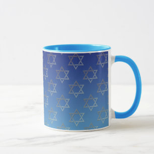 Caneca Estrela de David no fundo azul