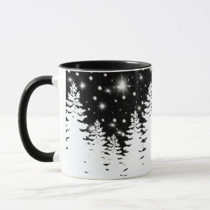 Caneca Estrela do céu noturno da floresta de pinheiros br