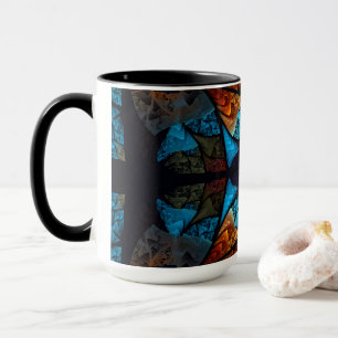 Caneca Estrela Matelassada Abstrata em Tons de Azul