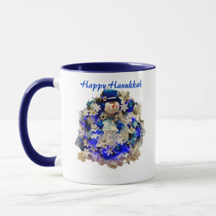 Caneca Estrela Moderna de Hanukkah de David Snowman Wreat