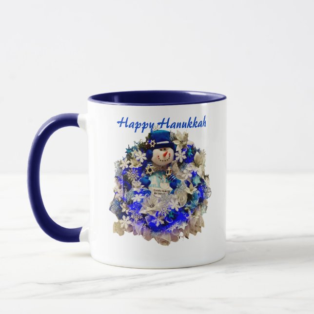 Caneca Estrela Moderna de Hanukkah de David Snowman Wreat (Esquerda)
