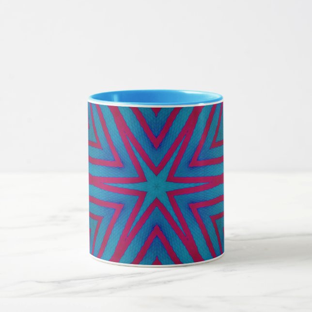 Caneca Estrela Vermelha e Azul Geométrico (Centro)