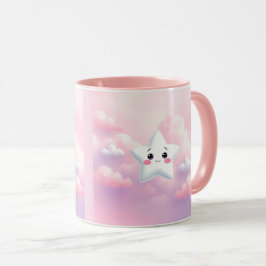 Caneca Estrelas bonitas Nuvens Rosa Combo Mug